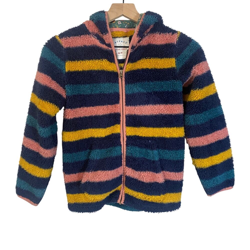 Fatface Kids Woodland Stripe Full Zip Fleece Jacket Hooded Age 8-9 Years